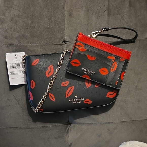 kate spade Handbags - NWT Kate Spade Lip Toss Pochette And Card Holder Wrislet Set